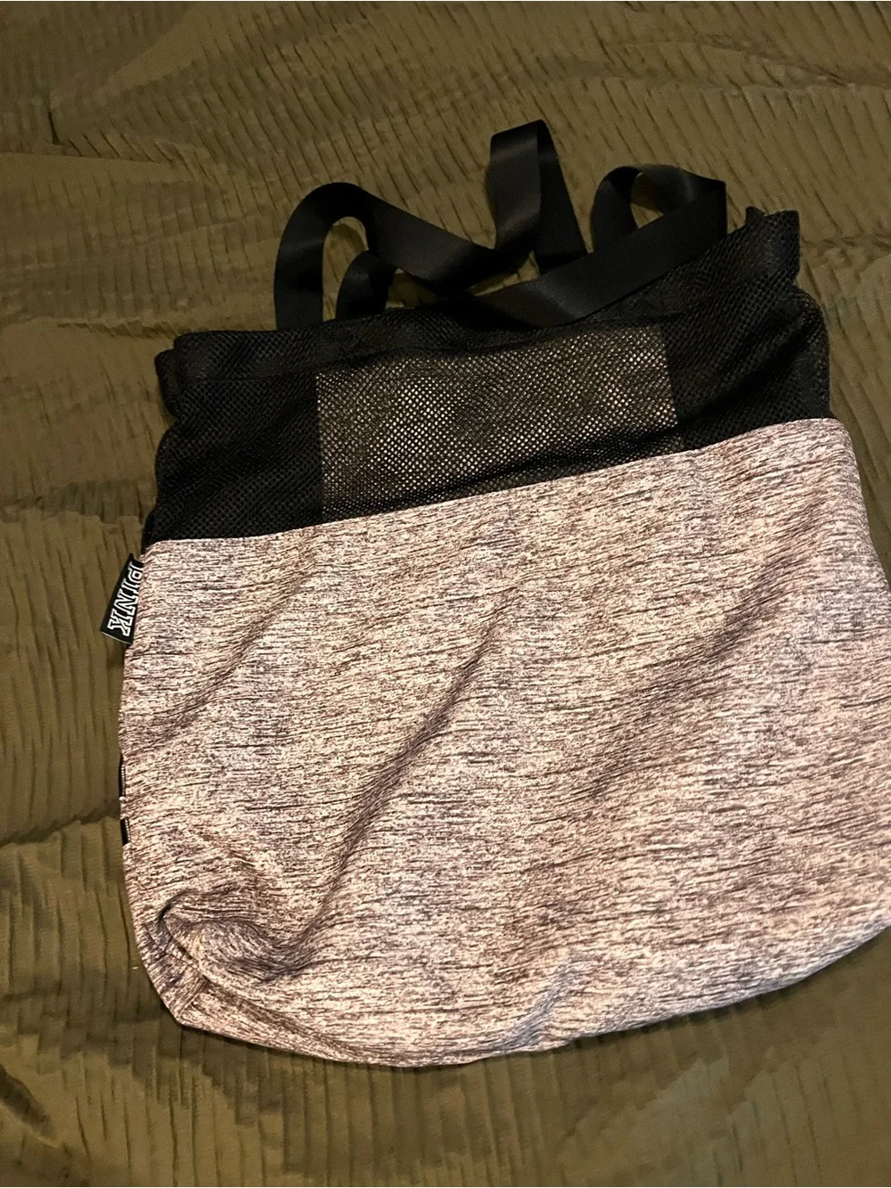 PINK Victoria's Secret Heather Gray & Black Mesh Logo Tote